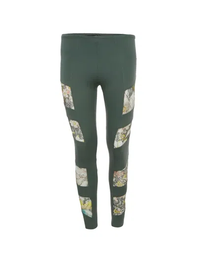 Pre-owned Etro Floral-lace Panel Leggings In Green