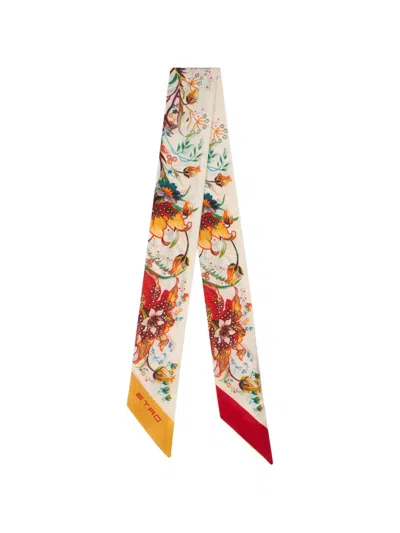Etro Floral-motif Silk Scarf In Multi