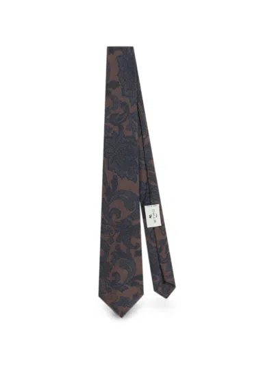 Etro Floral-paisley Jacquard Tie In Purple