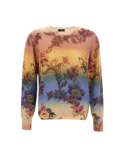 Etro Floral-pattern Wool Sweater In Multi