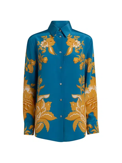 Etro Womens Regular Button Up Shirt In Blue
