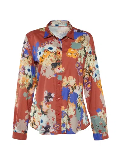 Pre-owned Etro Floral-print Cotton Shirt In Red