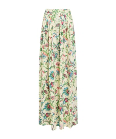 Etro Floral-print Cotton-poplin Maxi Skirt In White