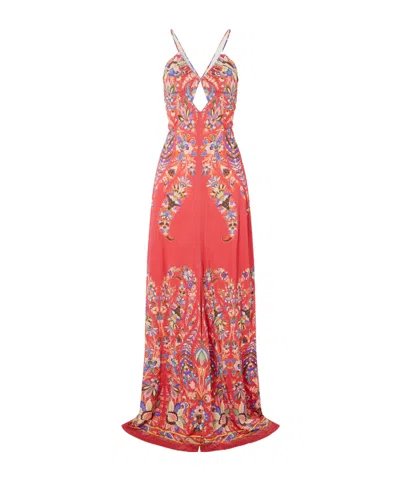Etro Floral-print Crepe Maxi Dress In Red