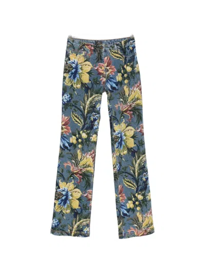 Etro Floral-print Jeans In Blue