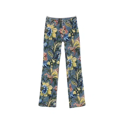 Etro Floral-print Jeans In Blue/yellow
