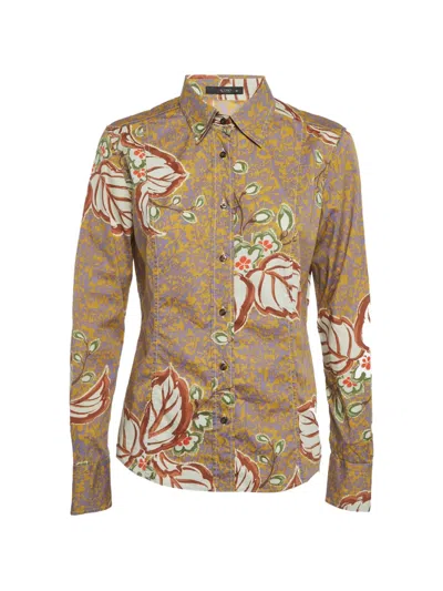 Pre-owned Etro Floral-print Long-sleeve Shirt In Yellow
