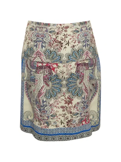 Pre-owned Etro Floral-print Mini Skirt In Neutral