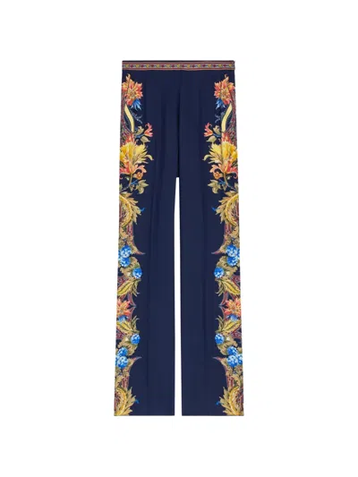 Etro Floral-print Palazzo Pants In Blue