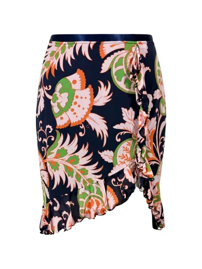 Etro Floral-print Ruffled Skirt In Brown