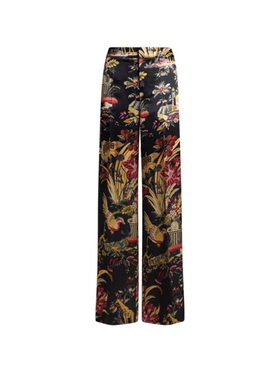Etro Floral-print Satin Trousers In Multi
