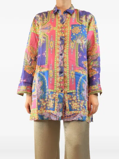 Pre-owned Etro Floral-print Shirt In Blue