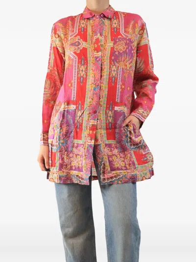 Pre-owned Etro Floral-print Shirt In Purple