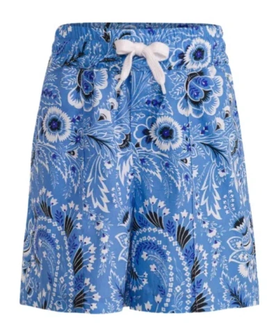Etro Kids' Floral-print Shorts In Blue