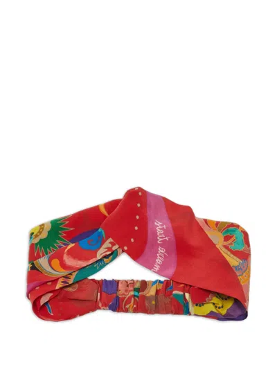 Pre-owned Etro Floral-print Silk Headband In Red