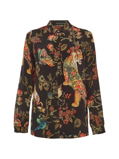 Pre-owned Etro Floral-print Silk Shirt In Black