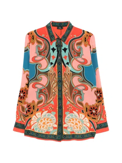 Etro Floral-print Silk Shirt In Multi