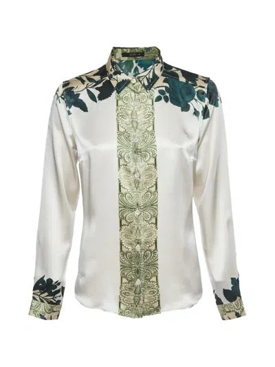 Pre-owned Etro Floral-print Silk Shirt In Neutral