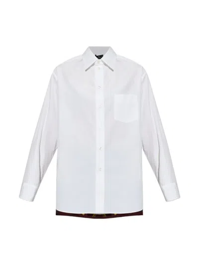 Etro Floral-print Silk-panel Shirt In White
