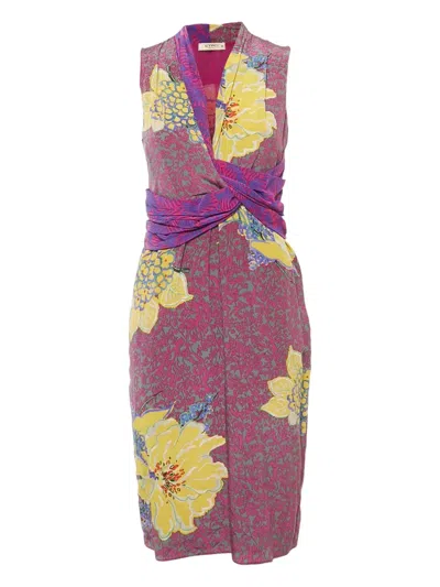 Pre-owned Etro Floral-print Sleeveless Dress In Purple