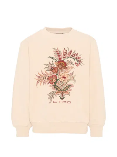 Etro Kids' Floral-print Sweater In Blue