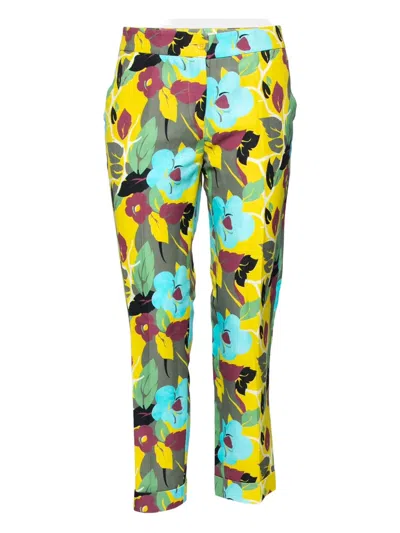 Pre-owned Etro Floral-print Trousers In Yellow