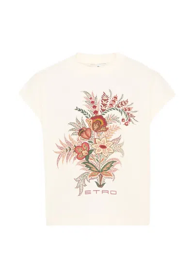 Etro Kids' Floral-print T-shirt In Neutral