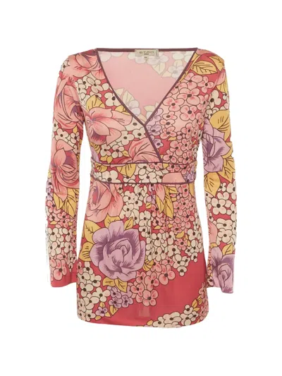 Pre-owned Etro Floral-print V-neck Top In Pink