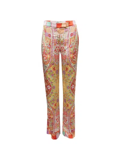 Pre-owned Etro Floral-print Wide-leg Trousers In Yellow