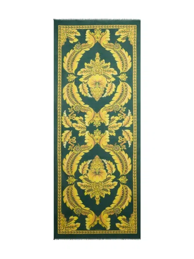 Etro Flower-bee Motif Scarf In Green