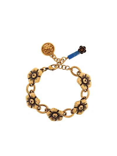 Etro Flower-chain Bracelet In Gold