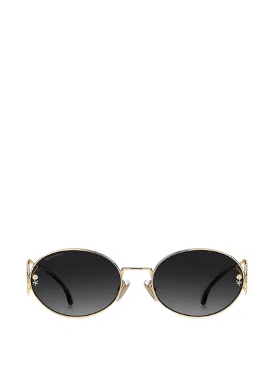 Etro Flower Detail Oval-frame Sunglasses In Gold