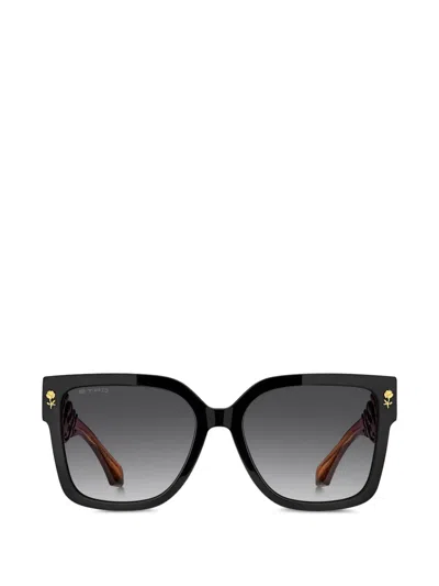 Etro Flower-detail Sunglasses In Black
