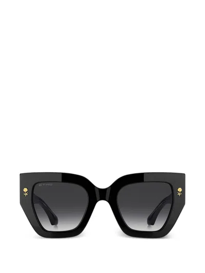 Etro Flower-detail Sunglasses In Black