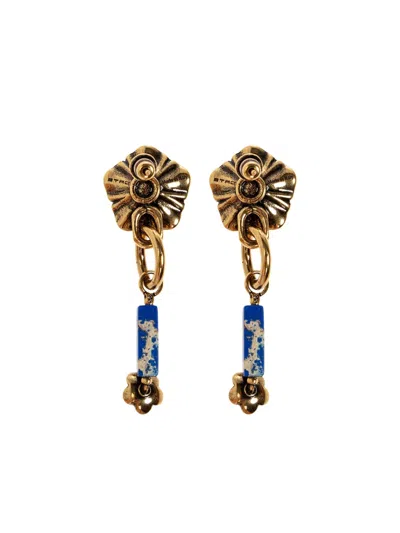 Etro Flower-embellished Earrings In Blue