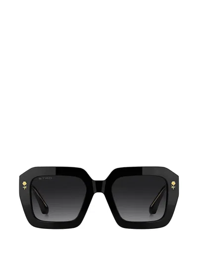 Etro Flower Geometric Sunglasses In Black