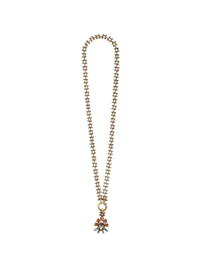 Etro Flower Pendant Necklace In Silver