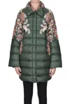 Etro Flower Print Down Jacket In Green