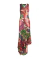 Etro Laminated Jersey Dress With Maxi Floral Print In Red