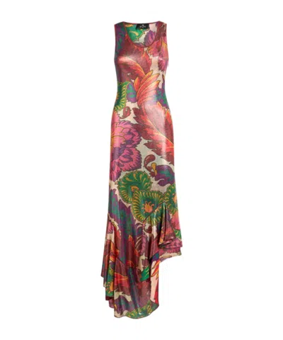 ETRO ETRO MAXI FLORAL PRINTED LAMINATED JERSEY DRESS