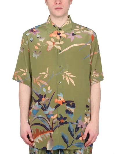 Etro Flower Print Shirt In Green