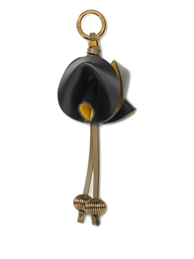 Etro Flower-shaped Leather Charm In Black