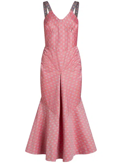 Etro Flower Tye-jacquard Dress In Rosa