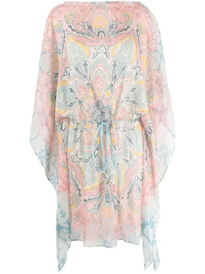 Etro Flowing Midi Dress With Intricate Pastel Pattern In Multi