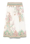 Etro Womens Print On White Base Floral-print High-rise Cotton Midi Skirt In Neutral