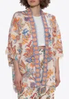 Etro Fluffy Floral Fringed Cover-up In Multi