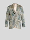 Etro , Foliage-design Cotton-blend Blazer, Man, Light Blue, Size 58 In Light Blue