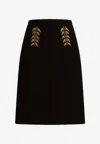 Etro Foliage Embroidered Sheath Skirt In Black