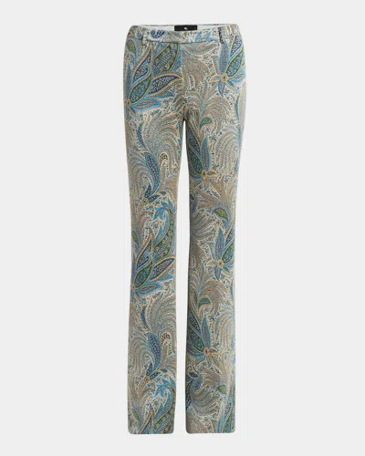 Etro Foliage Pastel Romantic Flare Trousers In Multicolour On Pale