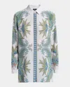 Etro Paisley Print Button-up Silk Shirt In Print On Grey Base